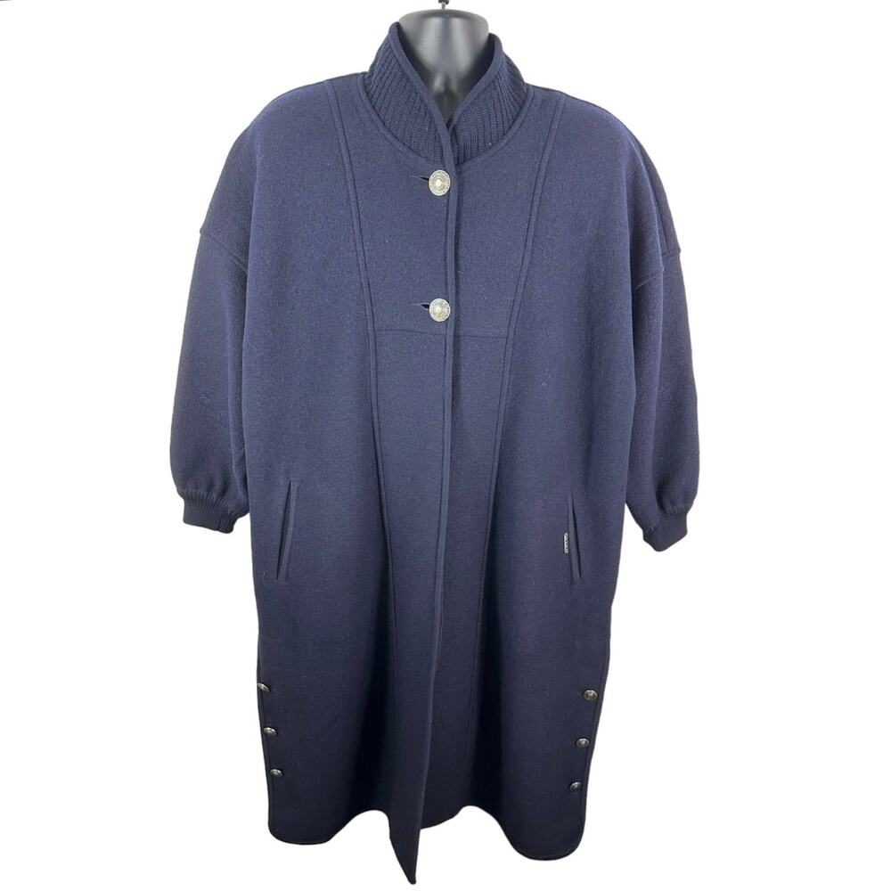 Geiger Collections Wool Pea Coat Navy Blue Button Front Size 38 EU / US 8